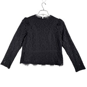 Express Blouse Lace Top Mock Neck Feminine Gothic Whimsygoth Party Black Size‎ M